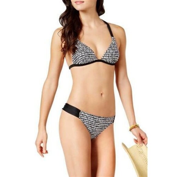 NWT Hula Honey M Bump in The Road  Black & White Animal Print Push Up Swim Top # - Picture 1 of 2